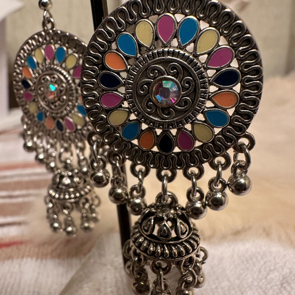 Colorful Bohemian Dangle Earrings - Picture 3 of 3